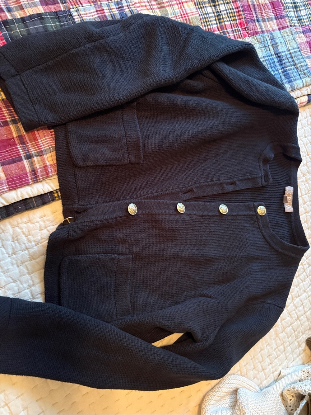 J. Crew Navy Button-Front Women's Knit Cardigan